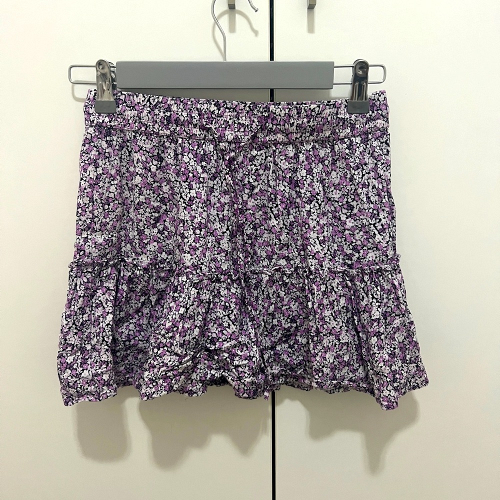 Purple floral skort (skirt with shorts built in)